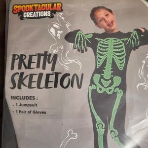 Kids Black & Green Skeleton Jumpsuit Costume